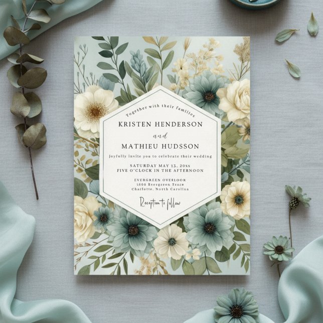 Invitación Boda de pradera floral verde salvia (Subido por el creador)