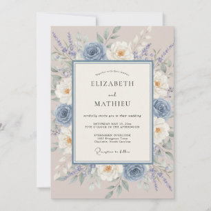 Invitación Boda de pradera pintoresca azul polvoriento