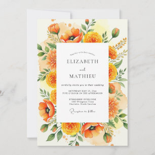 Invitación Boda de pradera veraniega soleada naranja
