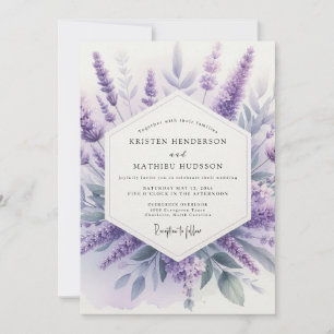 Invitación Boda de prado de acuarela de lavanda