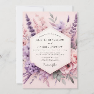 Invitación Boda de prado floral lavanda rubor