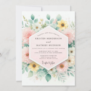 Invitación Boda de prado floral rosa pálido
