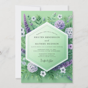 Invitación Boda de prado floral verde menta
