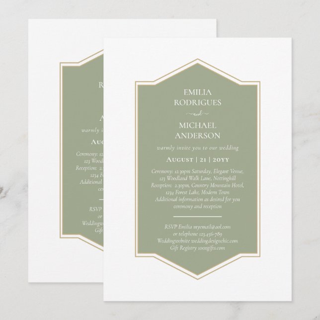 Invitación Boda de presupuesto bilingüe de la Boda española (Anverso / Reverso)
