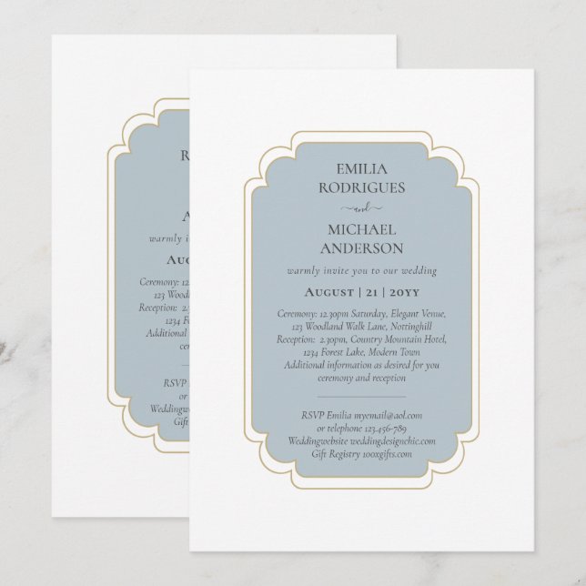 Invitación Boda de presupuesto bilingüe de la Boda española (Anverso / Reverso)