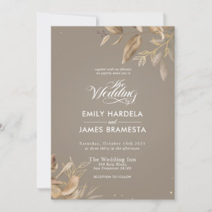 Invitación Boda de presupuesto de color de agua floral beige 