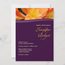 Invitación Boda de presupuesto morado y Naranja