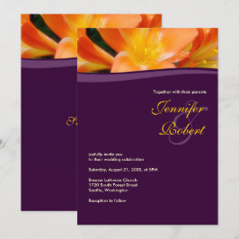 Invitación Boda de presupuesto morado y Naranja