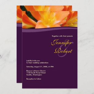 Invitación Boda de presupuesto morado y Naranja