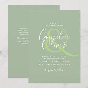 Invitación BODA DE PRESUPUESTO Sage Apple Green Monocrome Tex
