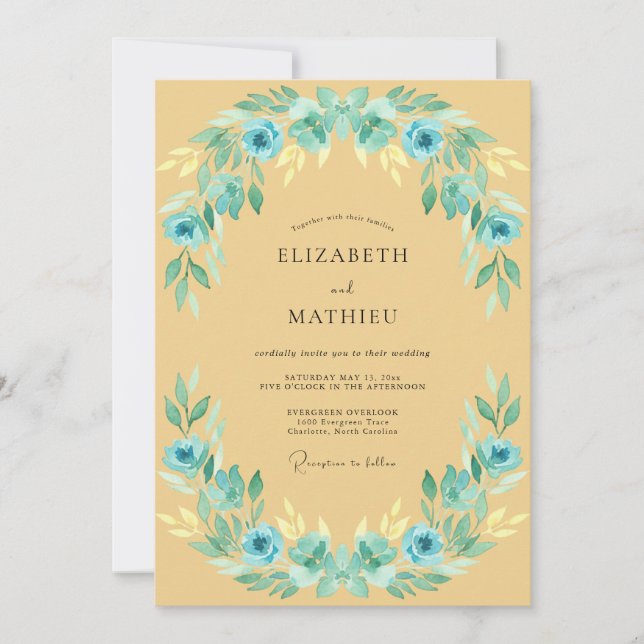 Invitación Boda de primavera ámbar suave (Anverso)