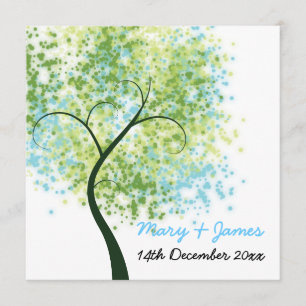 Invitación Boda de primavera Árbol en espiral "Guardar la fec