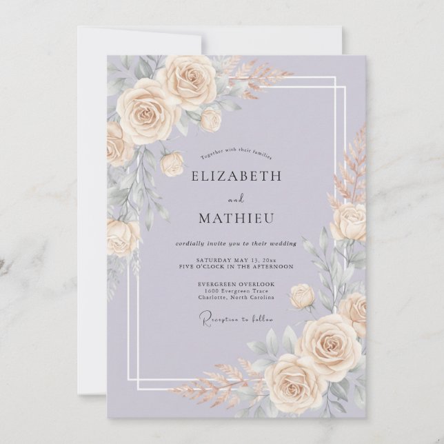 Invitación Boda de primavera armoniosa y lavanda (Anverso)