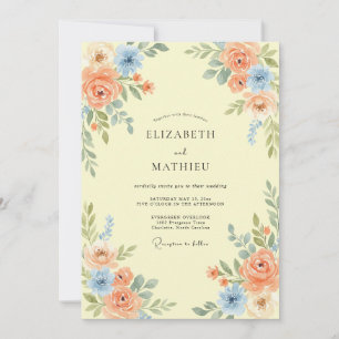 Invitación Boda de primavera atrayendo melocotón