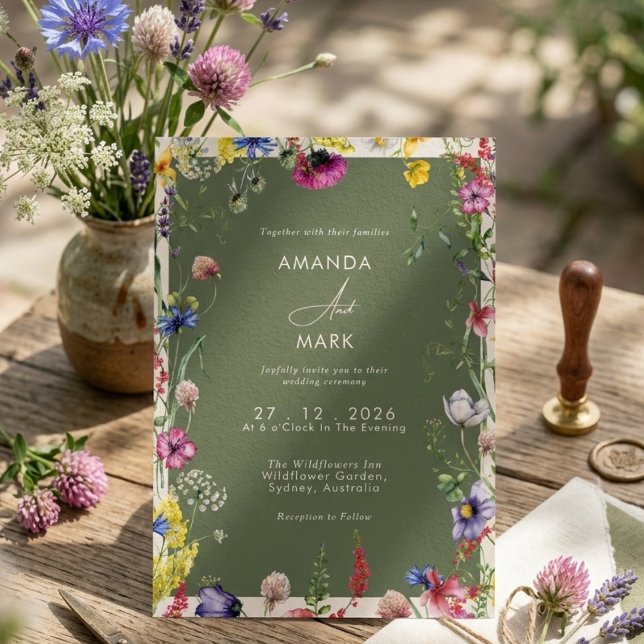 Invitación Boda de primavera boho chic con flores silvestres  (Subido por el creador)