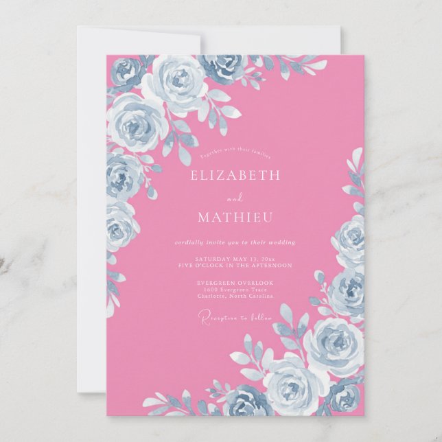 Invitación Boda de primavera botánica caprichosa rosa (Anverso)