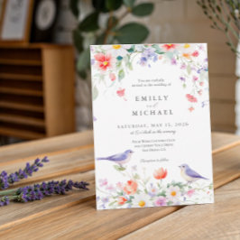 Invitación Boda de primavera botánica de acuarela de flores s