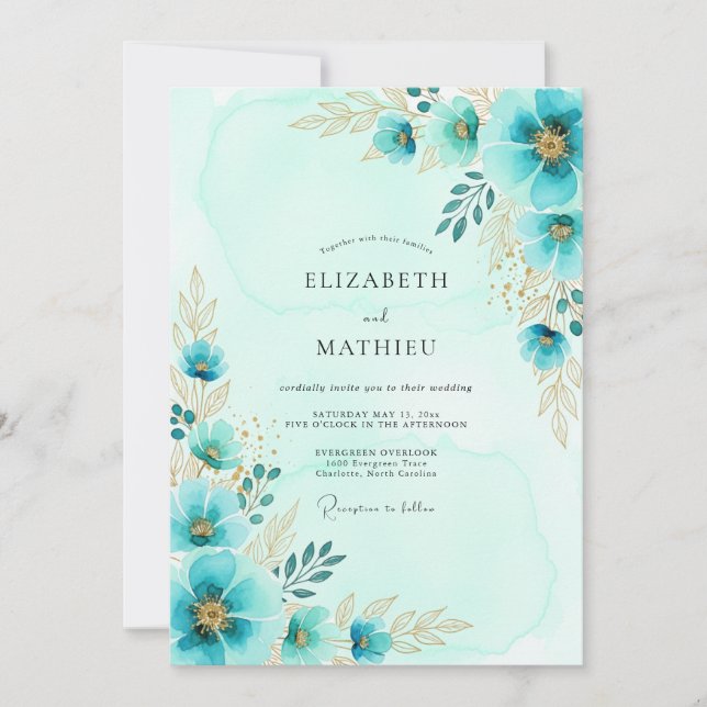 Invitación Boda de primavera botánica etérea acuática (Anverso)