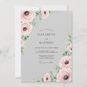 Invitación Boda de primavera botánica suave gris paloma