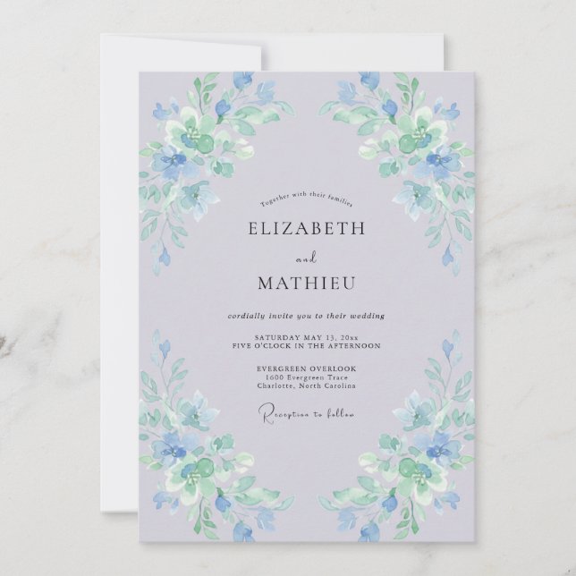 Invitación Boda de primavera cautivadora de lila (Anverso)