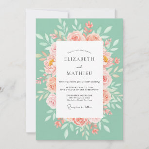 Invitación Boda de primavera cautivadora en verde menta