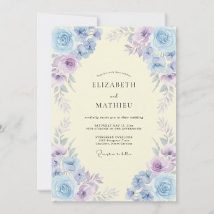 Invitación Boda de primavera con acuarela luminosa de lavanda