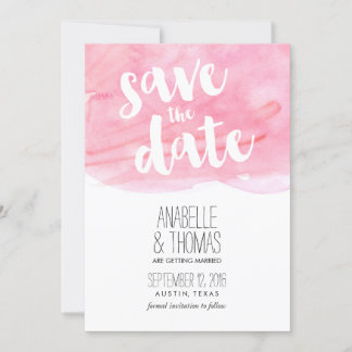 Invitación Boda de primavera con acuarela rosa Save the Date