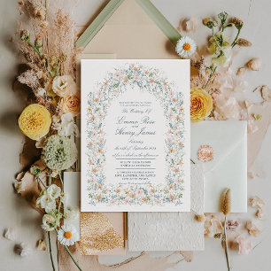 Invitación Boda de primavera con arco floral de lirio azul po