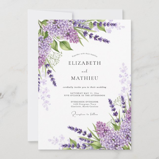 Invitación Boda de primavera con aroma a lavanda (Anverso)
