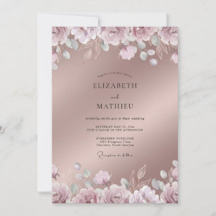 Invitación Boda de primavera con brillo en rosa oro