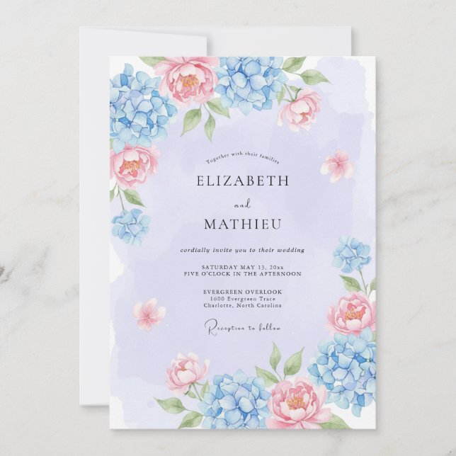 Invitación Boda de primavera con brisa de lila (Anverso)
