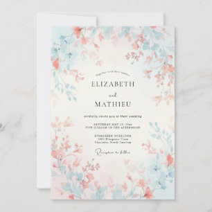 Invitación Boda de primavera con cielo de melocotón azul gasa