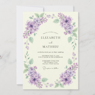 Invitación Boda de primavera con corona de lilas