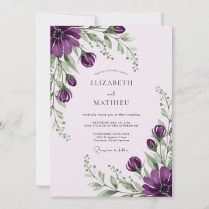 Invitación Boda de primavera con eflorescencia púrpura