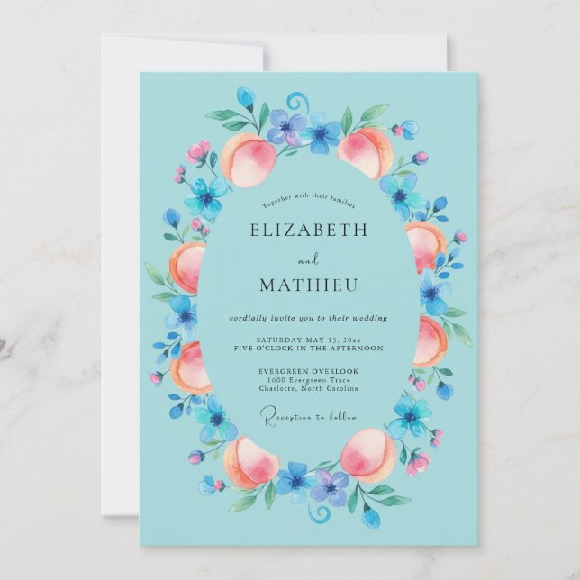 Invitación Boda de primavera con espíritu cian (Anverso)