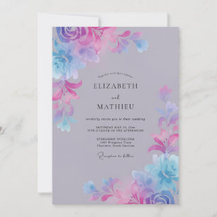 Invitación Boda de primavera con flor de lavanda en flor