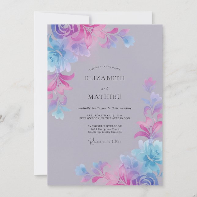 Invitación Boda de primavera con flor de lavanda en flor (Anverso)