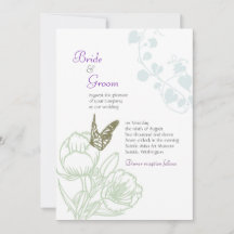 Boda de primavera con flora y mariposa ilustrada