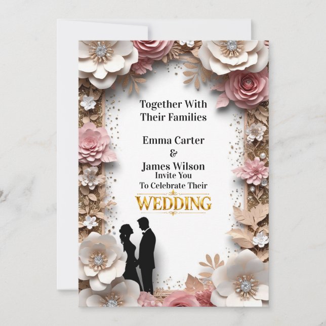 Invitación Boda de primavera con flores de melocotón 💐 (Anverso)