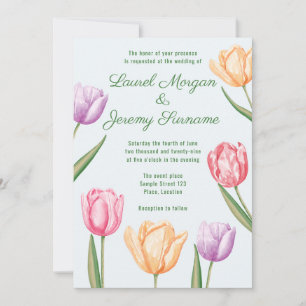 Invitación Boda de primavera con flores de tulipán pastel al