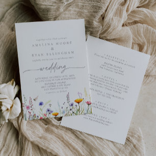 Invitación Boda de primavera con flores silvestres coloridas 