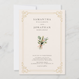 Invitación Boda de primavera con flores silvestres de marfil