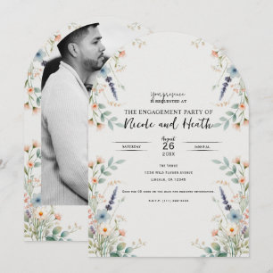 Invitación Boda de primavera con flores silvestres en acuarel