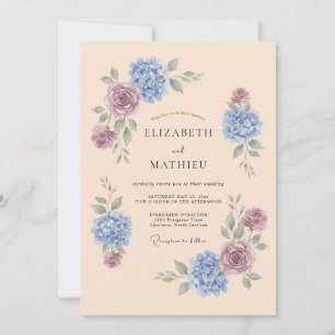 Invitación Boda de Primavera con Hortensias Refinadas en Melo