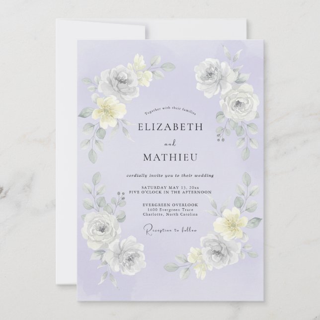 Invitación Boda de primavera con lavanda lustrosa (Anverso)