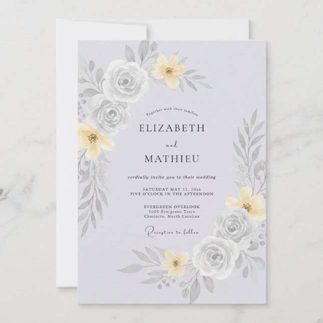 Invitación Boda de primavera con lavanda plateada (Anverso)