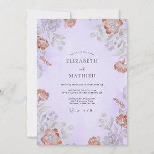 Invitación Boda de primavera con lavanda y melocotón silencia