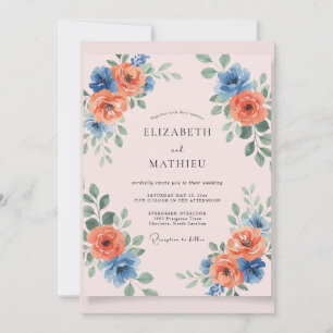 Invitación Boda de primavera con pintor estilo rosa rubor