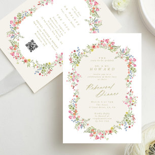 Invitación boda de primavera de arco floral RSVP Ensayo Cena