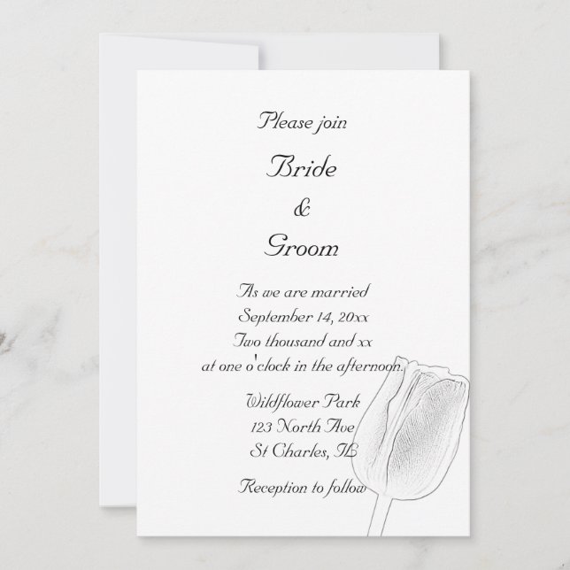 Invitación Boda de primavera de boceto tulipán (Anverso)